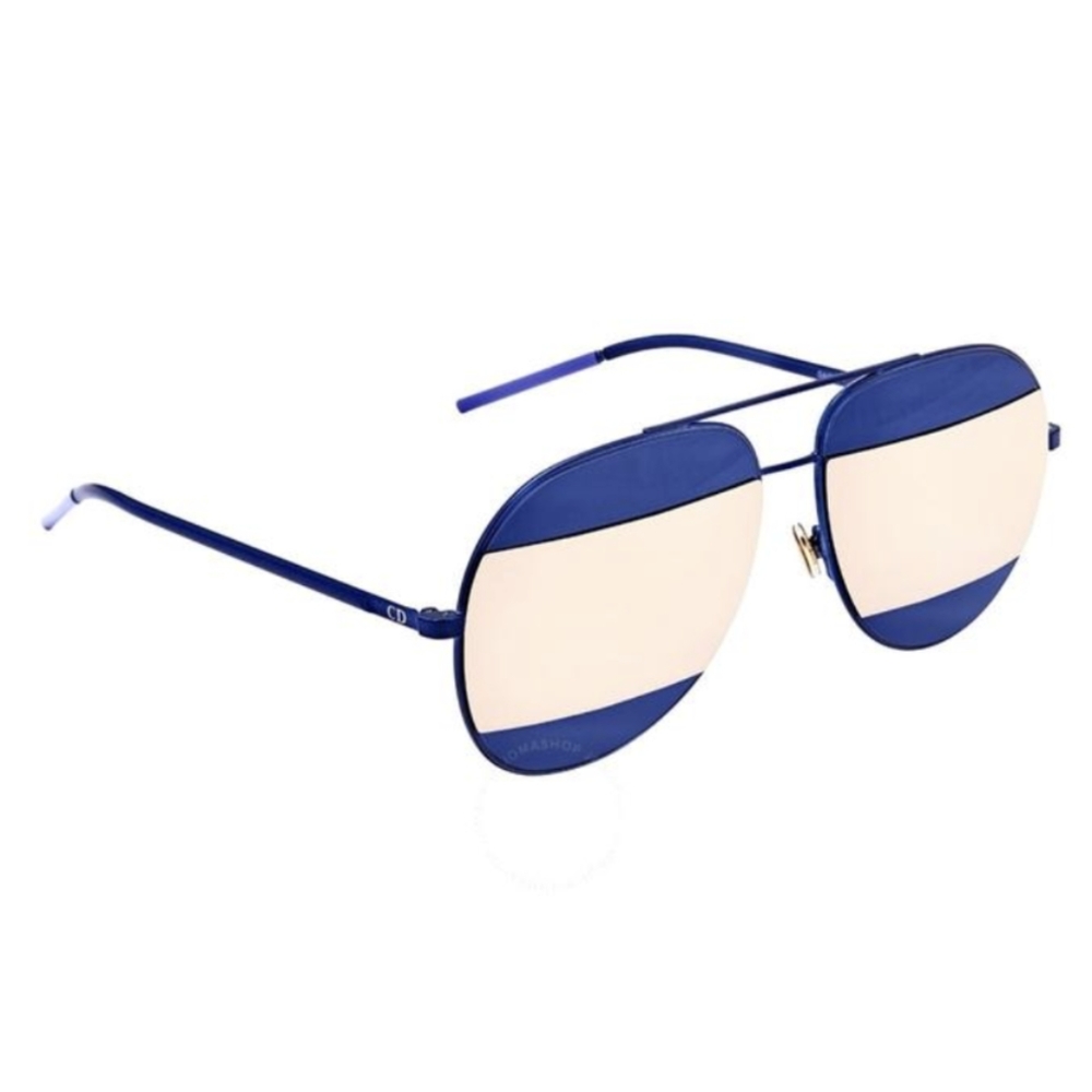 Christian Dior Color Block Aviator Sunglasses Unisex Blue Grey Mirror Lens - Picture 4 of 17